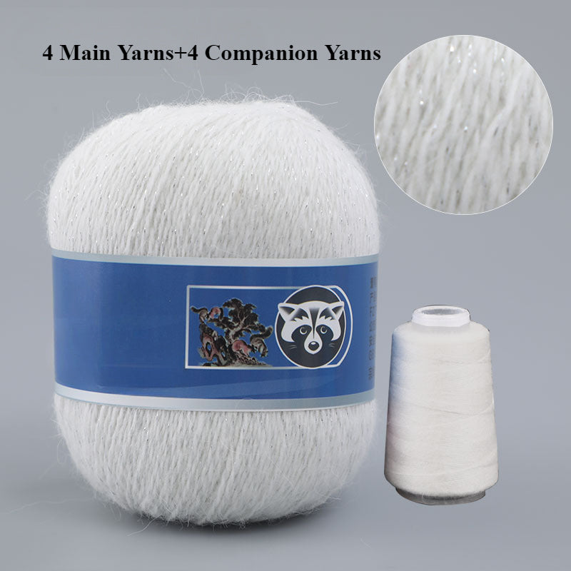 4 Sets Mixed Color Angora Cashmere Wool Yarn, 200g+80g Chunky Thick Knitting Yarn with Shiny Fibers, DIY Sweater, Scarf, Hat, Coat Crafting Material, 30% Angora, 70% Cashmere Wool, 20% Nylon