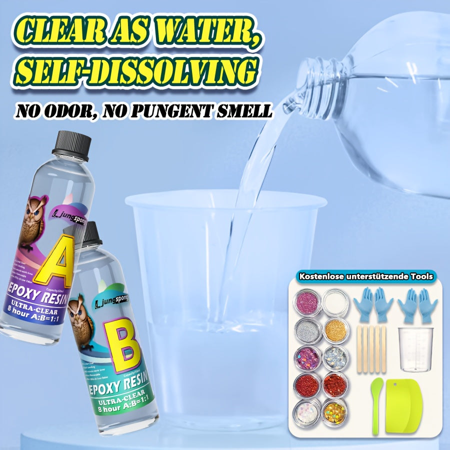 Choose Your Size! Pro Epoxy Resin Kit with Tools Included - 16.9fl.oz (for Jewelry/Mini Projects) or 33.8fl.oz (for River Table/Large Projects) |, Scratch-Resistant, High-Hardness Epoxy Resin for DIY Crafts, River Table Count