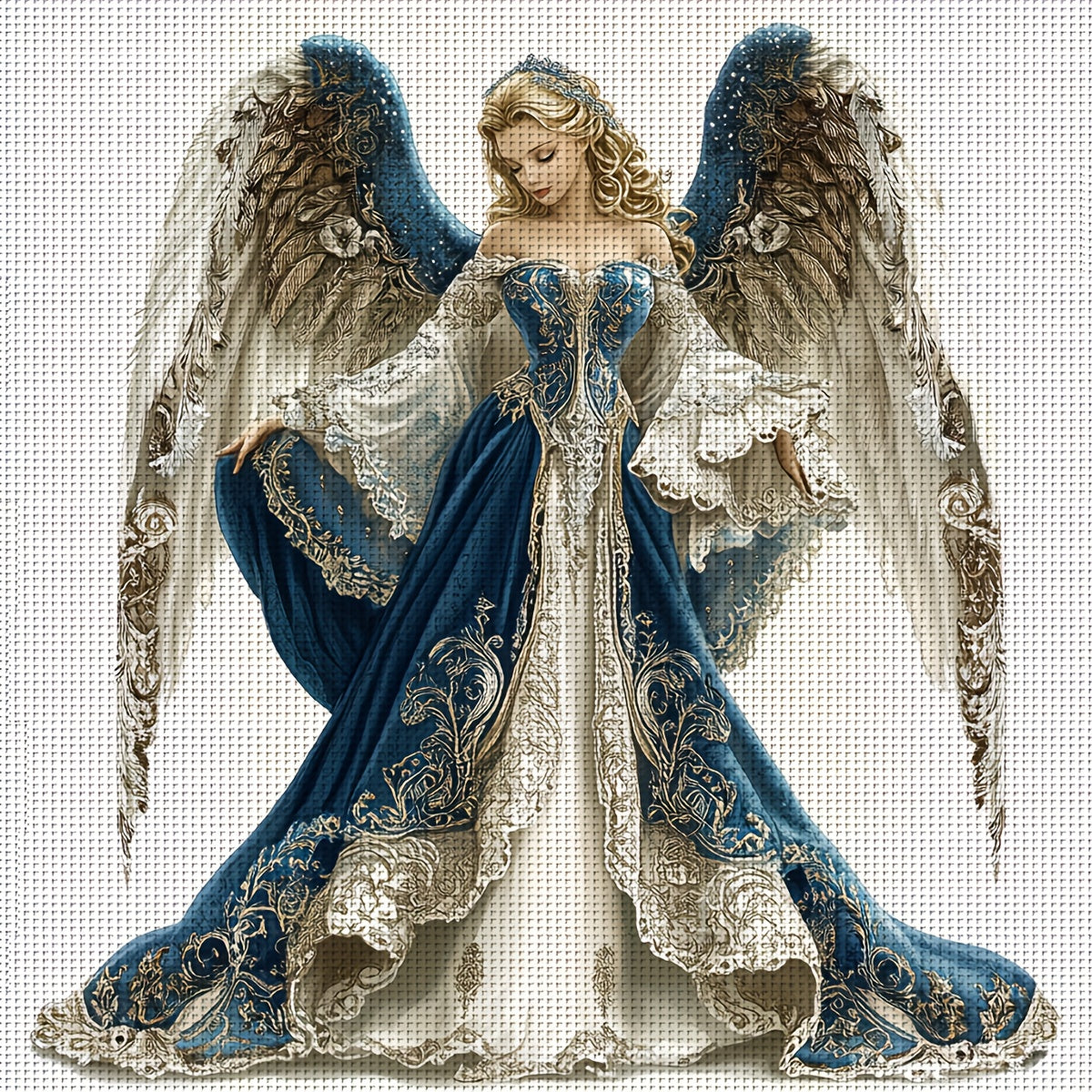 ZUOANLF 1 Set 40x40cm-15.7x15.7in Unframed 11CT/14CT Print Fabric Cross Stitch DIY Kit, Angel Series Patterns - Relaxing Adult Beginner Cross Stitch Set with Printed Fabric, Needle, Thread, Patterns & Instructions - Perfect f
