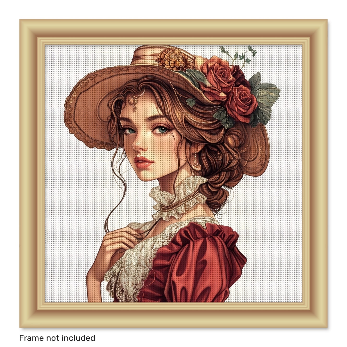 ZUOANLF 1set 40x40cm/15. 7x15. 7Inch DIY Cross Stitch Kit Frameless, Beautiful woman, stamped cross stitch kits, Embroidery Set for Home Decor, Includes Patterned Fabric & Threads, Perfect for Living Room Entrance or Bedroom