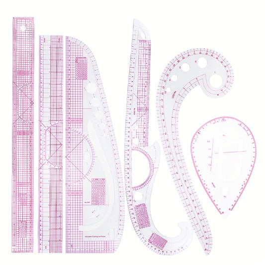 6pcs Curve Cutting Rulers Soft Patchwork Ruler Sewing Tool Kit Measure Tailor Drawing Template Sewing Accessorie, Sewing Tools, Fabric Measuring, Tailoring Equipment, Precision Rulers, Drafting Tools, Smooth Edges, Sturdy Tem
