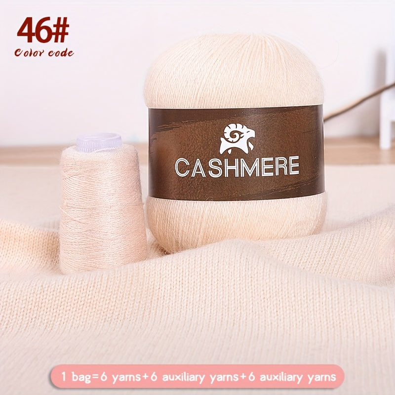6Pairs Cashmere 100. Yarn, Soft Warm Yarn for DIY Crocheting And Knitting Hat, Scarf Total 300G+120G