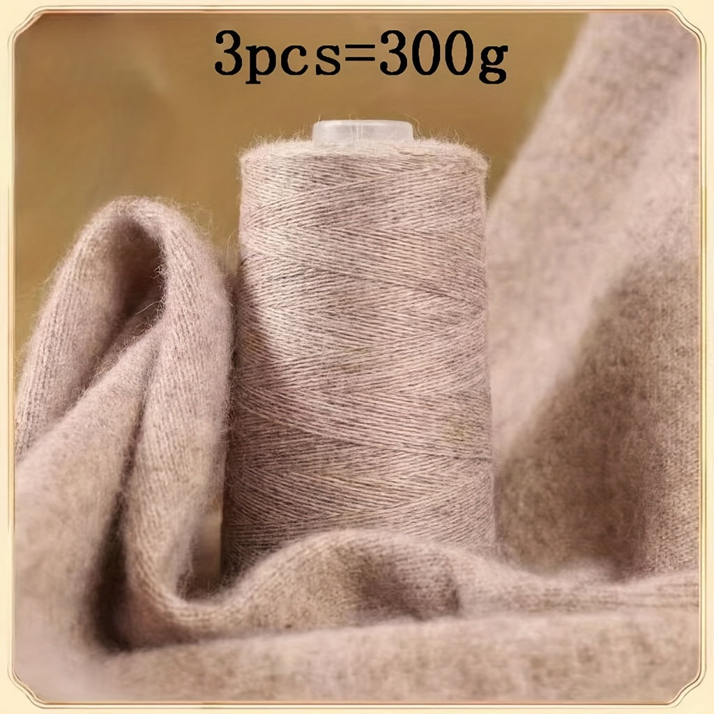 3pcs 300g 100% Cashmere Yarn - Ultra-Soft & Warm Lightweight Skeins for Knitting Hats, Scarves, Sweaters, Gloves - Luxury Craft Yarn in, Coffee, Gray, Brick Red, Beige, Blush, Navy, Camel, Chunky Yarn, Winter Craft Supplies,