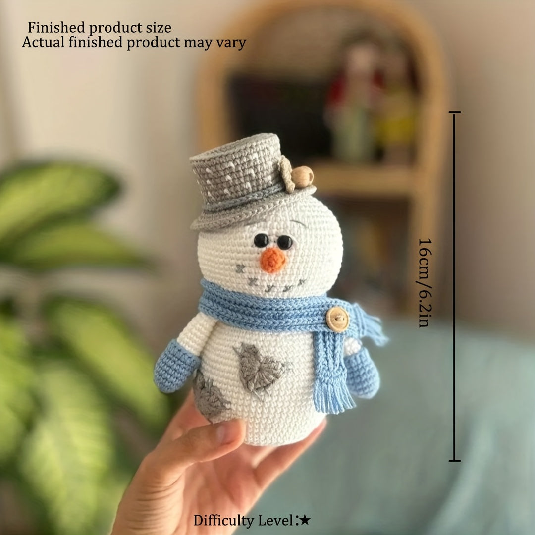 Single Crochet Kit, Winter Snowman Crochet Pattern, Beginner DIY Craft Supplies with High-Quality Yarn, Crochet Hooks, and Step-by-Step English Tutorial Manual. Ideal for Decorations, Ornaments, Birthdays, Valentine's Day, Ha