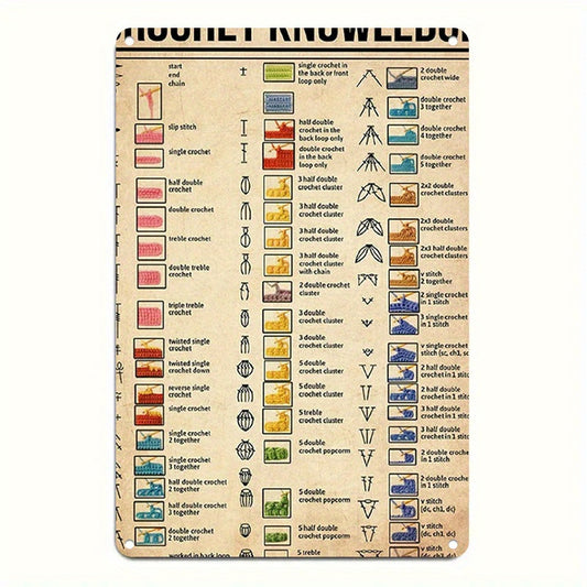 [2D Flat] 1pc Vintage Crochet Chart - 8x12 Inch (20x30cm) Crochet Pattern Book with Color-Coded Stitch Diagrams, Single Hook, Double Hook, Triple Hook, Half Double Hook, Room Decor, Crochet Supplies, Crochet Patterns