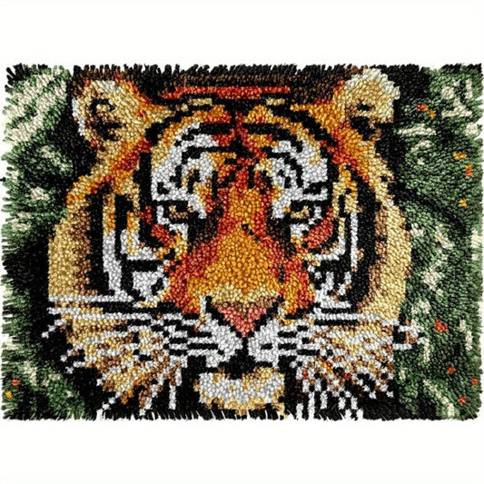 DIY Smirne Stitch Carpet Kit for Adults - Handmade-Style Turkish- Inspired Face with Pre-Printed Patterns, Crochet/Cross-Stitch-like Sewing on Canvas, All-Season Animal Theme (Amateur-Friendly Craft Project), Cross Stitch Kit