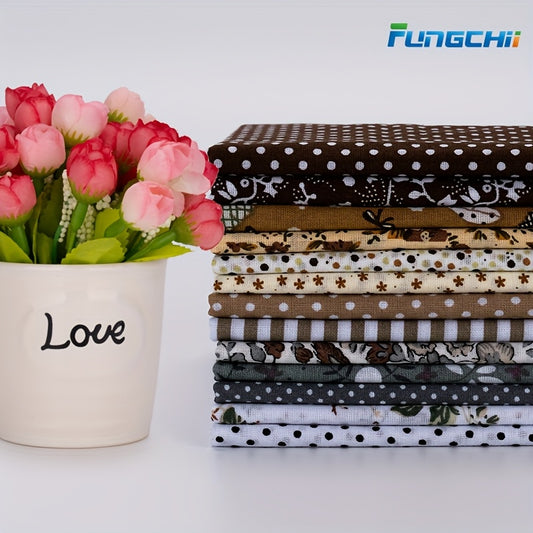 13pcs Large Fat Quarter Fabric Bundles - Precut 20x20 Inch (50x50cm) Squares, Pure Cotton for Quilting, Patchwork, DIY Crafts, Table Covers - Ideal for Wedding, Birthday, Christmas, Cushion Making - FUNGCHII, Fabric for Quilt