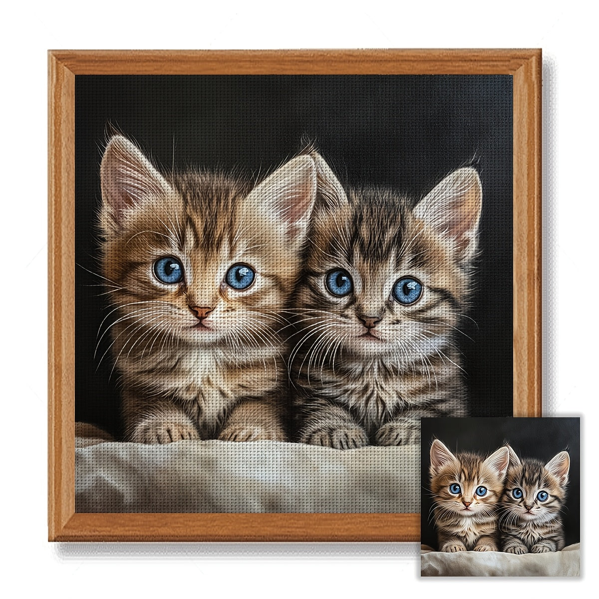 1set 30x30cm/11.8x11.8Inch DIY Cross Stitch Kit Frameless, Cute kittens, stamped cross stitch kits, Cross Stitch Set for Home Decor, Includes Patterned Fabric & Threads, Perfect for Living Room Entrance or Bedroom Decoration