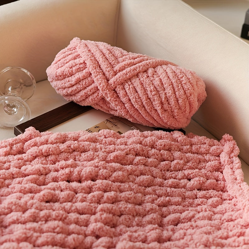 Extra Large Plush Cat Tail Chenille Yarn, Two Skeins per Pack (Total 480g, 16.93oz), for Hand Knitting and Crocheting - Fluffy Soft Giant Bulky yarn. Ideal Thumbneedle Yarn for DIY Blankets, Pet Beds, Rugs, Pillows & Home Dec