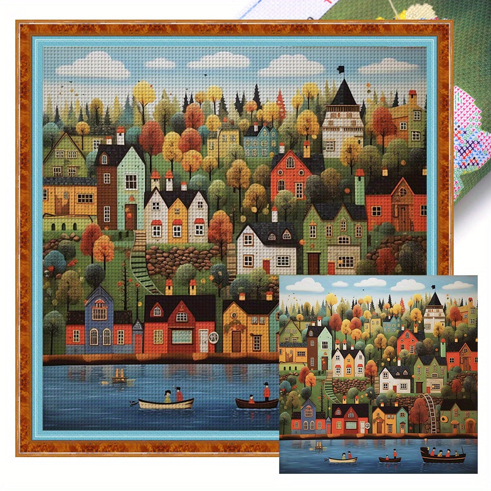 DIY embroidery project, 14ct 2-strand printed cross stitch kit - 19.69*19.69in, handmade gift making, embroidery art, cotton embroidery, needle and thread without frame, wall hanging art, handicraft materials, artisan quality