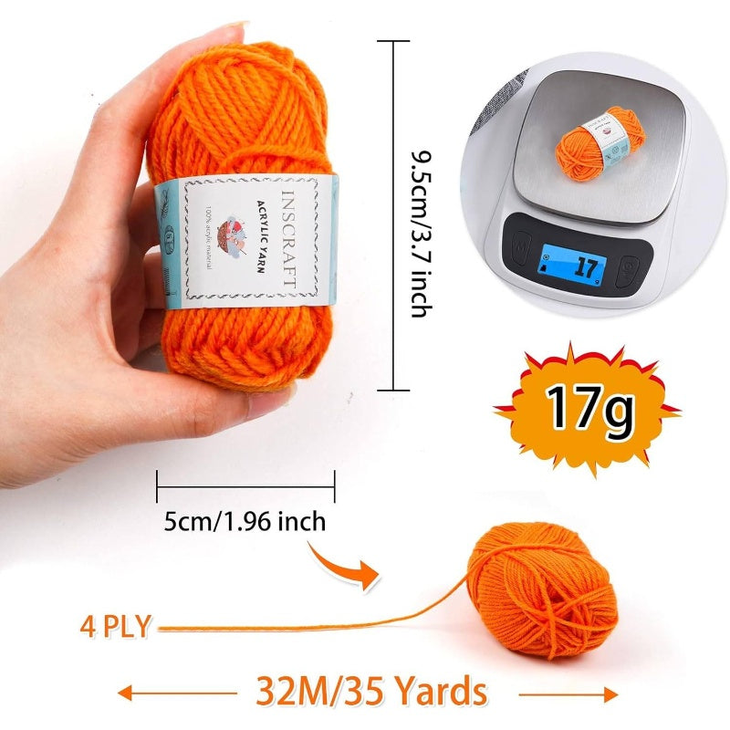 62-Skein Acrylic Yarn Craft Kit with 2170 Yards Total Yarn (34.5 Skeins) - Complete Knitting & Crochet Set with 2 Crochet Hooks, Weaving Needles, 10 Markers & Storage Case - All-in-One Beginner-Friendly Crafting Kit for Adult