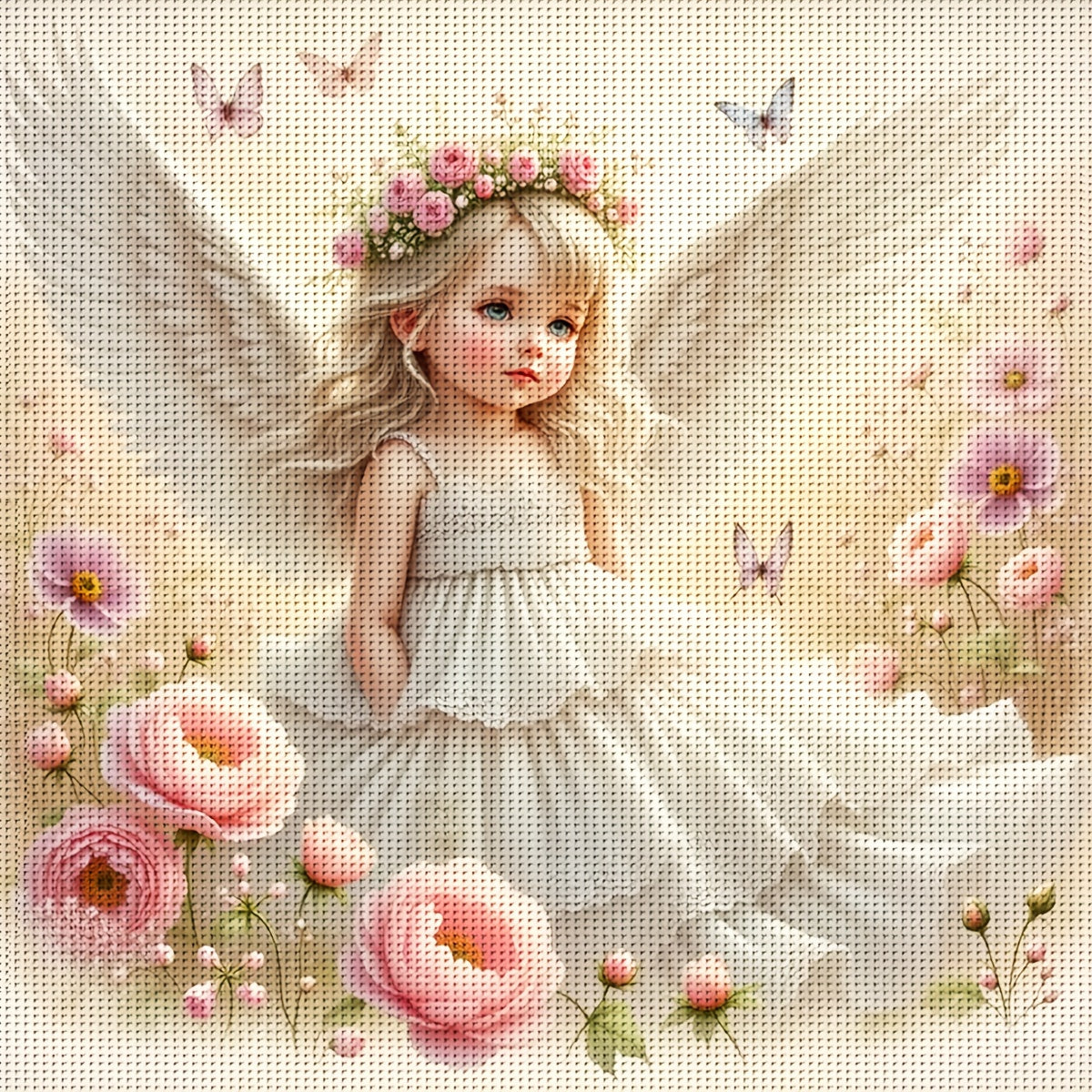 ZUOANLF 1set 40x40cm/15.7x15.7Inch DIY Cross Stitch Kit Frameless, tamped cross stitch kits, Embroidery Set for Home Decor, Includes Patterned Fabric & Threads, Perfect for Living Room Entrance or Bedroom Decoration and a Bea