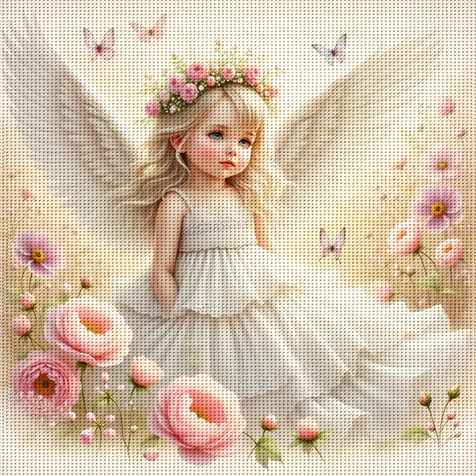 ZUOANLF 1set 40x40cm/15.7x15.7Inch DIY Cross Stitch Kit Frameless, tamped cross stitch kits, Embroidery Set for Home Decor, Includes Patterned Fabric & Threads, Perfect for Living Room Entrance or Bedroom Decoration and a Bea