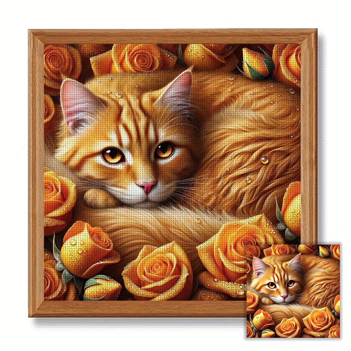 ZUOANLF 1set 40x40cm/15.7x15.7Inch DIY Cross Stitch Kit Frameless, tamped cross stitch kits, Embroidery Set for Home Decor, Includes Patterned Fabric & Threads, Perfect for Living Room Entrance or Bedroom Decoration and a Bea