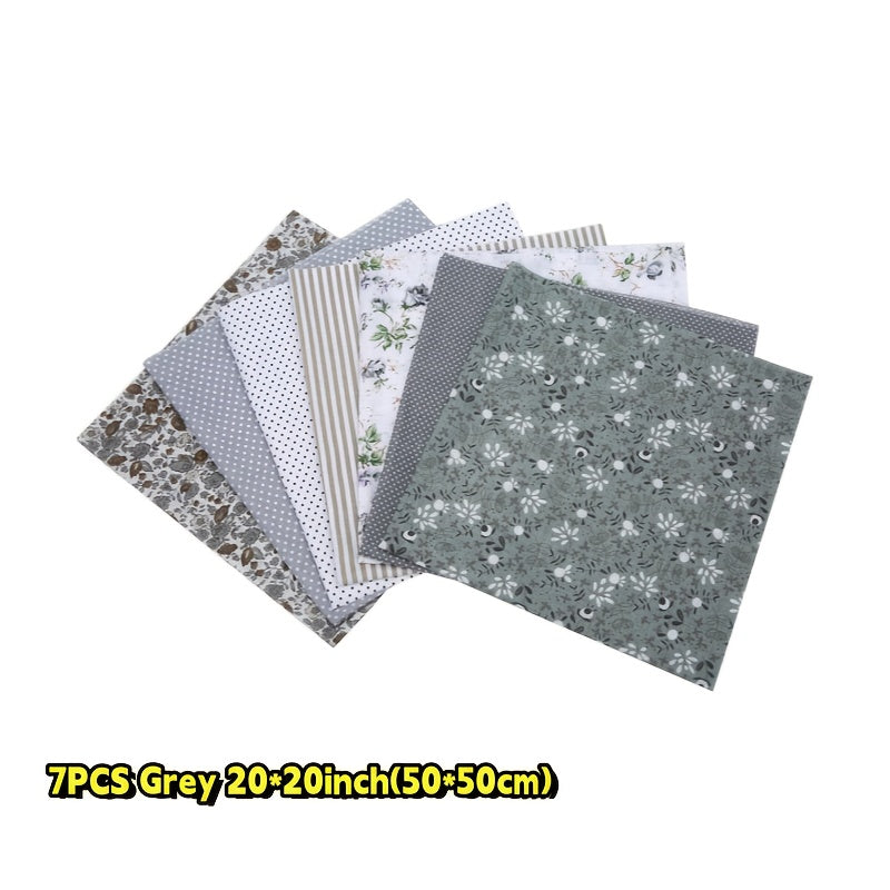 7pcs Grey 20" X 20" Cotton Fabric DIY Making Supplies -Fabric For DIY Sewing And Patchwork - Fabric Sheets Cloths For DIY Sewing Scrapbooking QuiltingOne Quarter Bundle Of Of DIY Cotton Patchw 7pcs 20" X 20" Cotton Fabric DIY