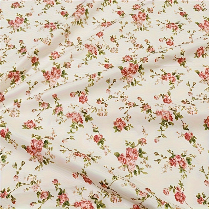 1pc Red Floral Print 100% Cotton Precut - Soft, Breathable & Durable Craft Material for DIY Sewing, Quilting, Doll Clothes, Upholstery & Patchwork - Machine Washable, Sewing Supplies Accessories