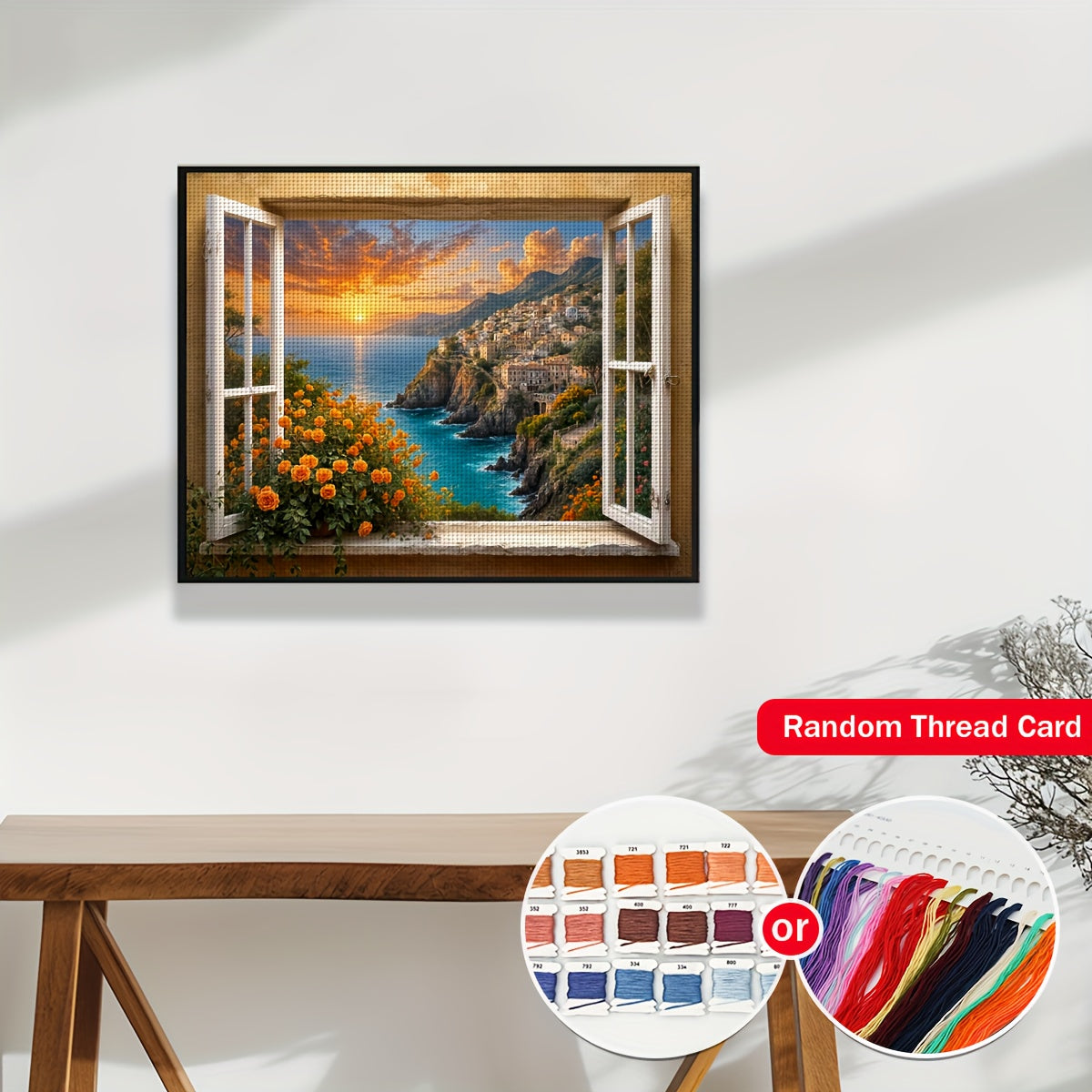 ZUOANLF 1set 40x50cm/15.7x19.7Inch DIY Cross Stitch Kit Frameless, Beautiful scenery, stamped cross stitch kits, Embroidery Set for Home Decor, Includes Patterned Fabric & Threads, Perfect for Living Room Entrance or Bedroom