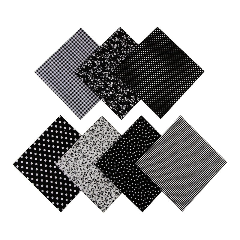 7pcs 9.84inch X 9.84inch Fabric Quilting Floral Patchwork Yellow Fabric Square Bundles Fabric for Sewing DIY Crafts Handmade Bags Clothing, Various Patterns