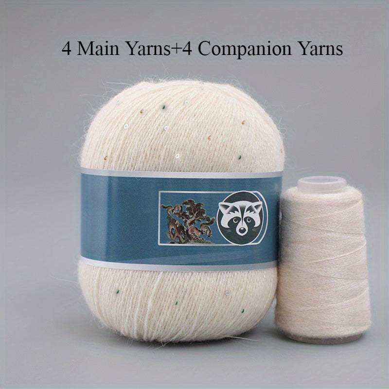 4 Sets Mixed Color Angora Cashmere Wool Yarn, 200g+80g Chunky Thick Knitting Yarn with Shiny Fibers, DIY Sweater, Scarf, Hat, Coat Crafting Material, 30% Angora, 70% Cashmere Wool, 20% Nylon