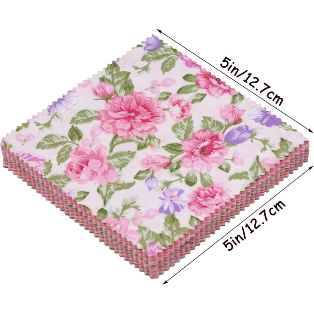 80pcs pink quilted charm packs, pre-cut quilt fabric squares 5.0 x 5.0inch, floral patchwork fabric for sewing DIY crafts,  Quilting Supplies, Floral Patterns, Decorative Squares, Durable Textiles, Precut Fabric, Sewing Mater