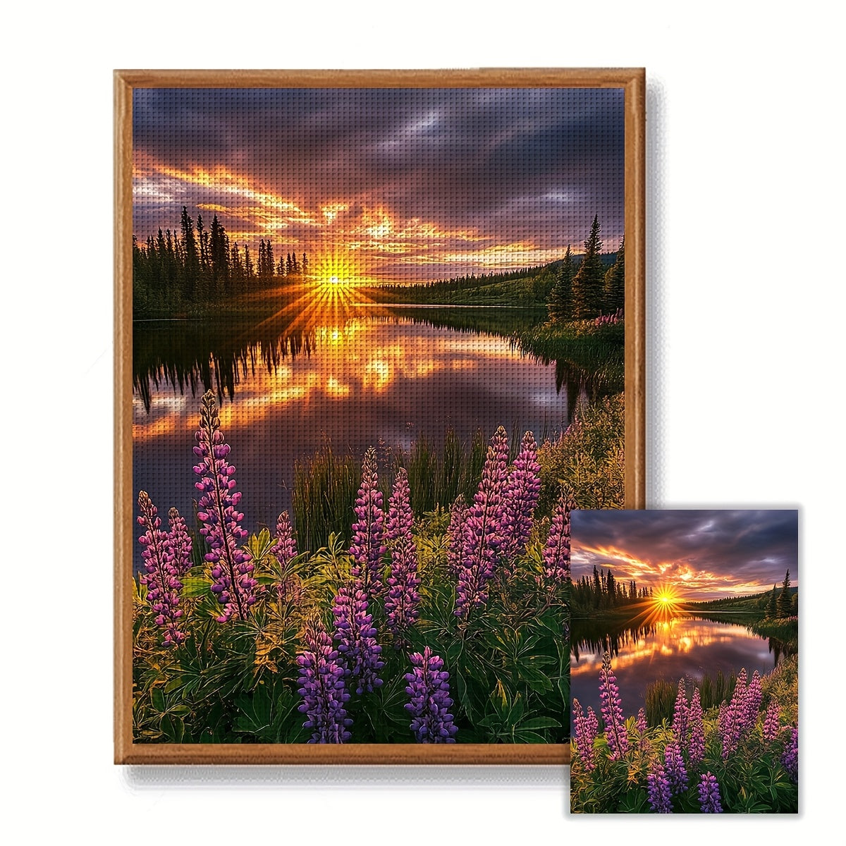 JOZYSH 1pc Sunset Landscape Cross Stitch Kit - 30x40cm/11.8x15.7in, Relaxing DIY Project for Beginners, Includes Canvas, Threads, Needle & Instructions, Perfect for Bedroom or Living Room Wall Decor, Bedroom Wall Art|Sunset T