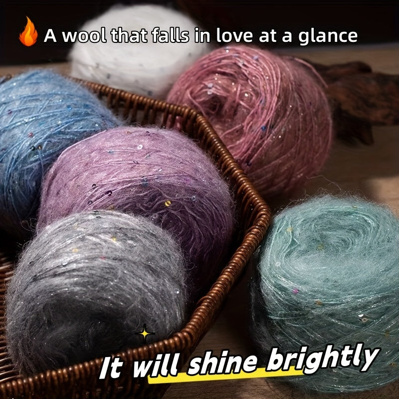 4 Skeins of Sequined, 1.76 oz Per Skein, for Hand-Knitting Coats And Scarves.