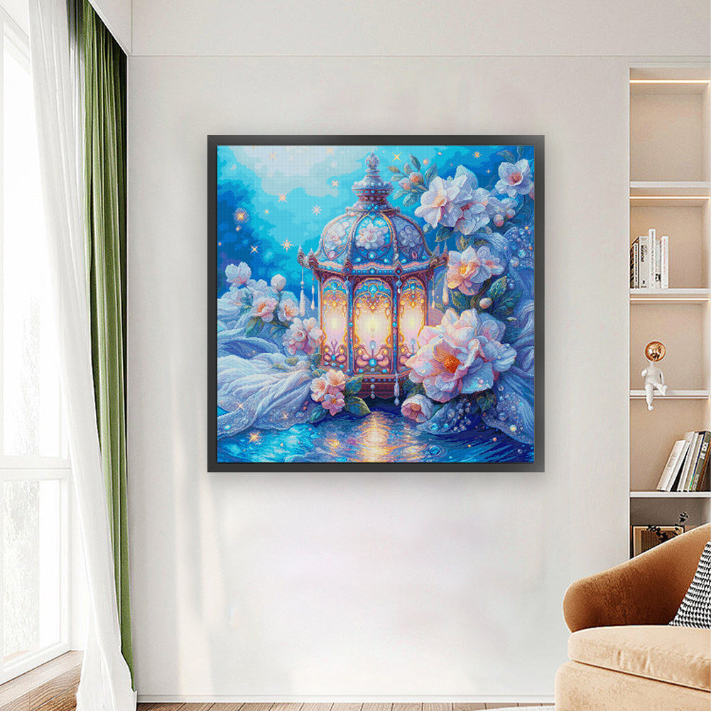 Stamped Cross Stitch Kits for Adults, Lantern Embroidery Kits for Beginners, 14CT Patterns, Counted Embroidery Needlepoint Kits Home Decor, 29.5 x 29.5 inch