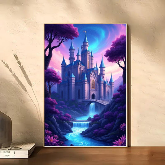 Dream Castle Diamond Painting Craft Kit for All Ages, Endless Fun with Handmade Creation - Round Full Drill Canvas Art Set (Tools Included) to Enhance Home Decor and Add a Touch of Fantasy. Perfect Birthday Gift Choice & Easy