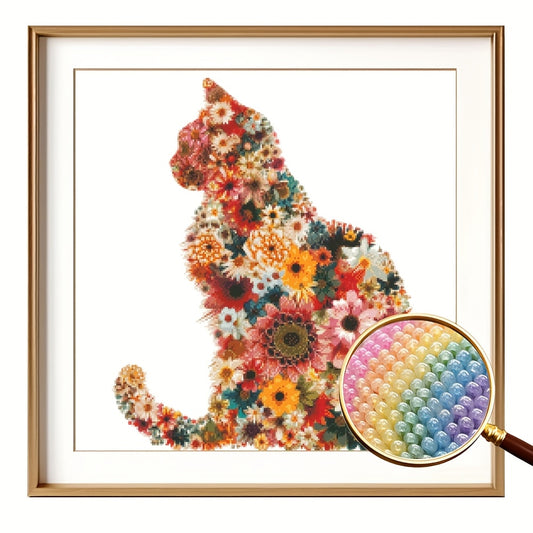 Cat Flower Theme Cross Stitch Kits DIY Part Bead Embroidery Adults Creative Handmade Home Decoration Gifts