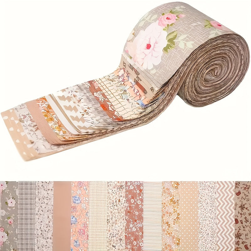 42pcs/pack Khaki Cotton Strips For Sewing Patchwork Handicrafts, DIY Sewing And Bags, Sewing Accessories Home Party Handmade Cloth DIY Sewing Pre-cut Patchwork Squares DIY Handcraft And Decoration Floral Prints DIY Hand Sewin