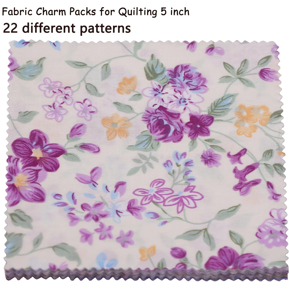 22pcs of Pink Floral Jelly Cotton Fabric Rolls, Measuring 9.84inch X 9.84inch, Suitable for Quilting, DIY Sewing, Blanket And Carpet Home Decor, And Wallet Making.