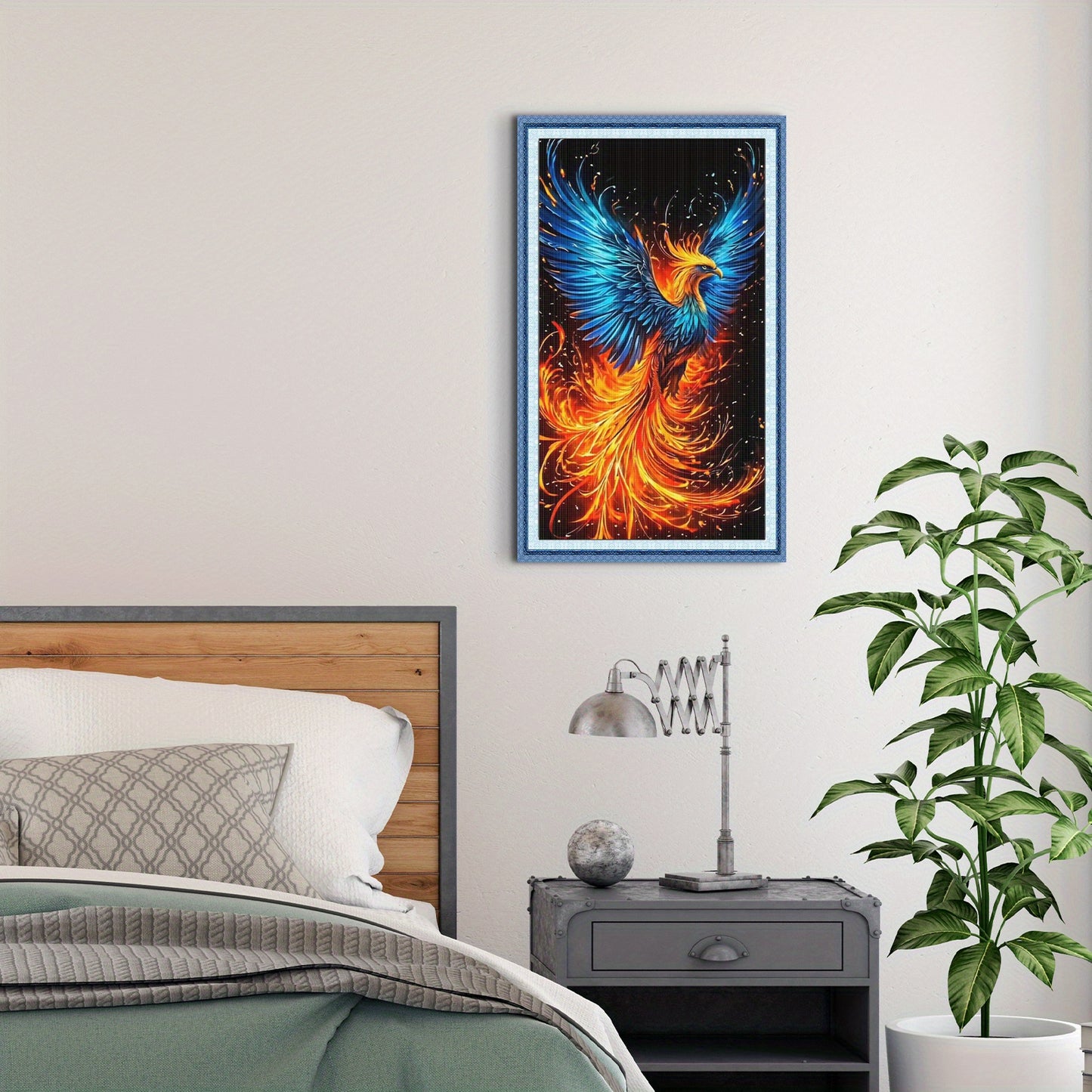 Stamped Cross Stitch Kits for Adults, Phoenix Embroidery Kits for Beginners, 11CT Patterns, Counted Embroidery Needlepoint Kits Home Decor, 15.7 x 27.5 inch