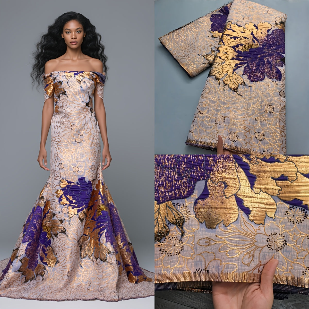 African 5 Yards/pc Jacquard Brocade Lace Fabric, Nigerian Elegant Gild Brocade Floral Pattern Lace Fabric, for Wedding/Daily/Party, Nigerian Attire, Wedding Fabric, Stylish Lace, Decorative Lace, Premium Lace, Hand Wash Only,