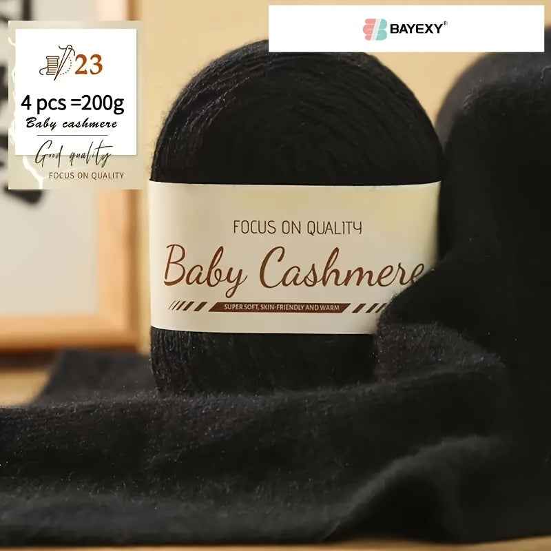 4pcs 200g Luxury Cashmere Yarn | Suitable for Hand Knitting Sweaters, Scarves, and Shawls - Soft, Warm, Multicolored Wool by BAYEXY