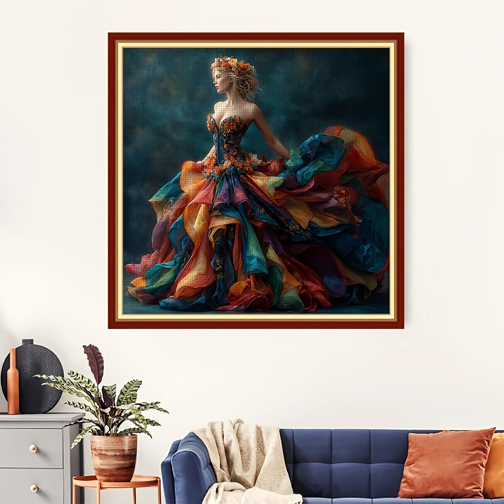 DIY Cross Stitch Kit - Vibrant Floral Embroidery Set for Living Room & Bedroom Decor, 11CT Nylon Fabric Art, Frameless Wall Hanging, All-Season Home Decoration, Embroidery Kit|Vibrant Embroidery|Detailed Embroidery, Cross Sti