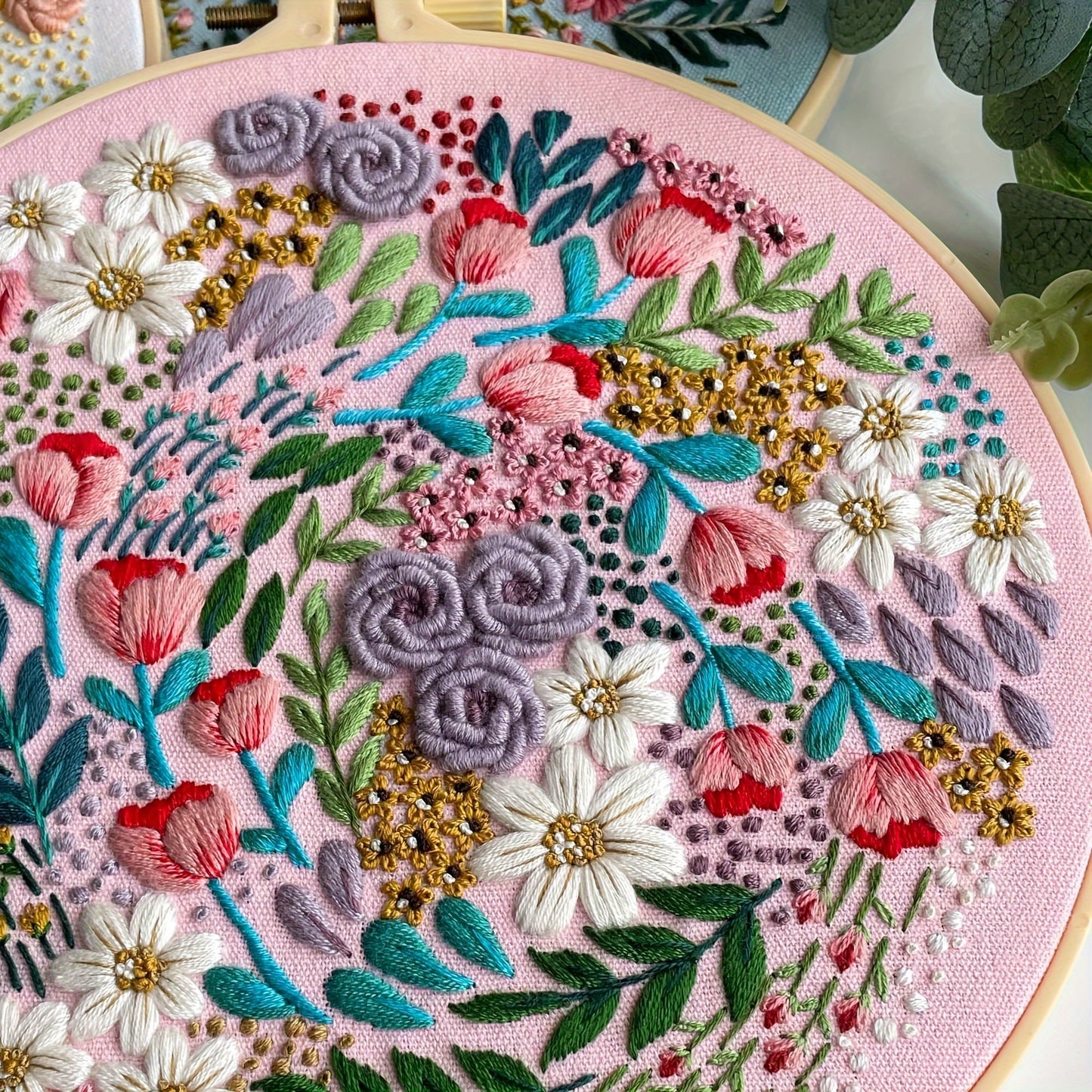 3pcs Embroidery Kit for Beginners Needlepoint Cross Stitch Kits for Adults,Stitch Learning DIY Kit with Easy Instruction