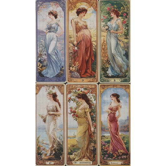 JOZYSH 1pc Vintage Women'S Cross Stitch Kit, 40x70cm/15.7x27.6Inch, DIY Embroidery Craft Set with Pattern Print, Pre-Sorted Floss Board, Living Room Entrance Bedroom Decor, Home Decoration Art Gift, Needlework Supplies|Vintag
