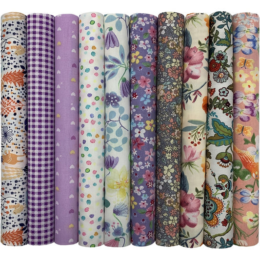 22-Pack (10x10 Inch) Cotton Squares Fabric - Pre-Cut Floral Patterns - Pastel, Multicolor, Vintage Floral Designs - for Quilting, Scrapbooking, DIY Crafts, Home Decor - Compatible with rotary cutters & craft machines, Quiltin