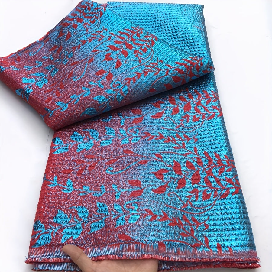 1pc 5 yards African Jacquard Lace Fabric 2025 Latest Design Nigerian Jacquard Gilded Lace Fabric, Suitable for Women'S Wedding Dresses