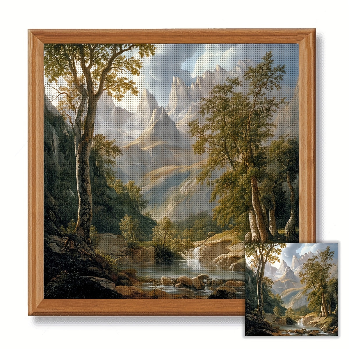 ZUOANLF 1pc 40x40cm/15.7x15.7in Mountain Landscape Cross Stitch DIY Kit - 11CT/14CT, Relaxing Adult Beginner Embroidery Set with Canvas, Needle, Thread, Patterns & Instructions - Ideal for Bedroom or Living Room Wall Decor, P