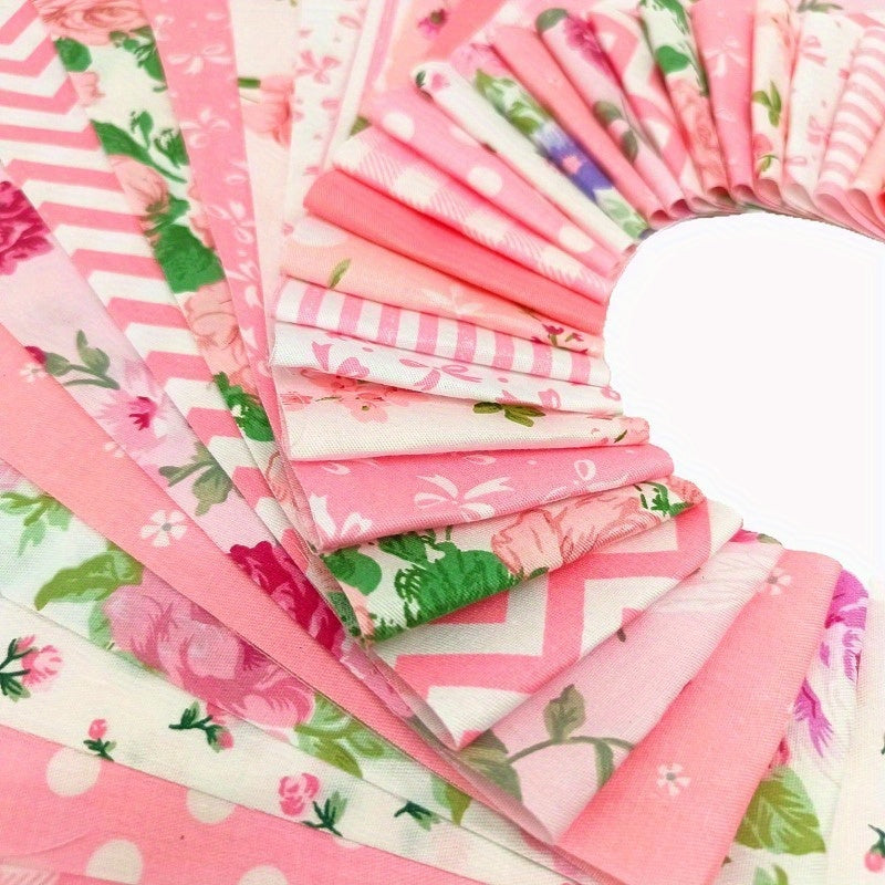 40pcs 6, 5cm*50cm (2, 6 inches*19, 7 inches) Pink Cotton Jelly Rolls Quilted Patchwork Fabric Strips Hundreds of Quilts Fabric Strips Material Kit, DIY Patchwork Crafts Material, Containing Different Patterns Patchwork Kits,