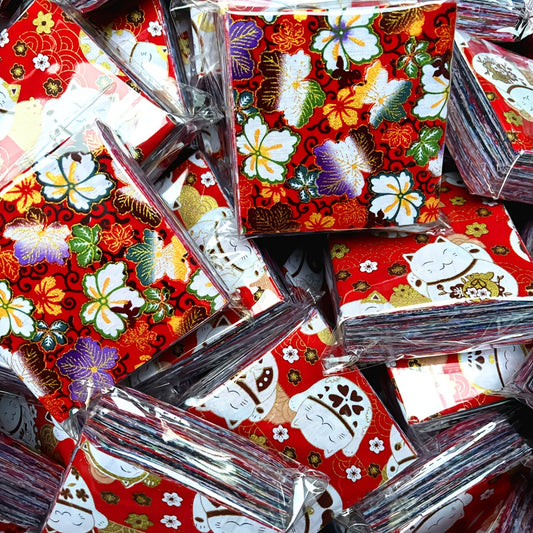 100pcs Golden Stamping Cotton Squares - Pre-Cut Floral fabric with Deep Red Floral Pattern, for Quilting, Sewing, Scrapbooking, Japanese-Inspired Crafts - Ideal Christmas/Birthday Gift for Crafters, Sewing Projects, Vibrant C