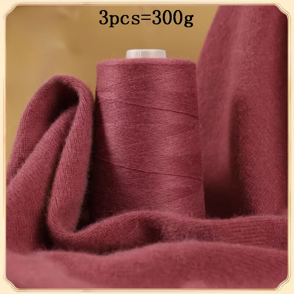 3pcs 300g 100% Cashmere Yarn - Ultra-Soft & Warm Lightweight Skeins for Knitting Hats, Scarves, Sweaters, Gloves - Luxury Craft Yarn in, Coffee, Gray, Brick Red, Beige, Blush, Navy, Camel, Chunky Yarn, Winter Craft Supplies,