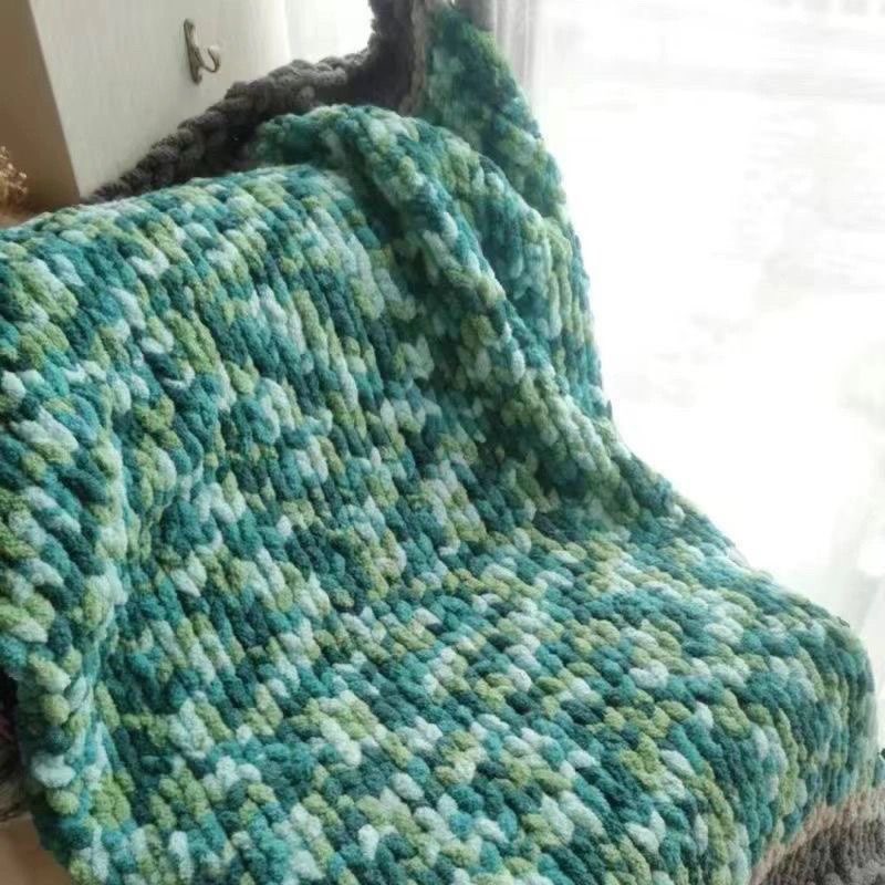 3pcs Set Super Bulky Thick Ice Yarn - Heavy-Duty Machine-Washable Chunky Braided/Ribbon Texture for DIY Knitting, Crocheting, Blankets, Hats, Scarves, Pet Beds - Gradient Color (Multicolor) Large-Scale Crafting