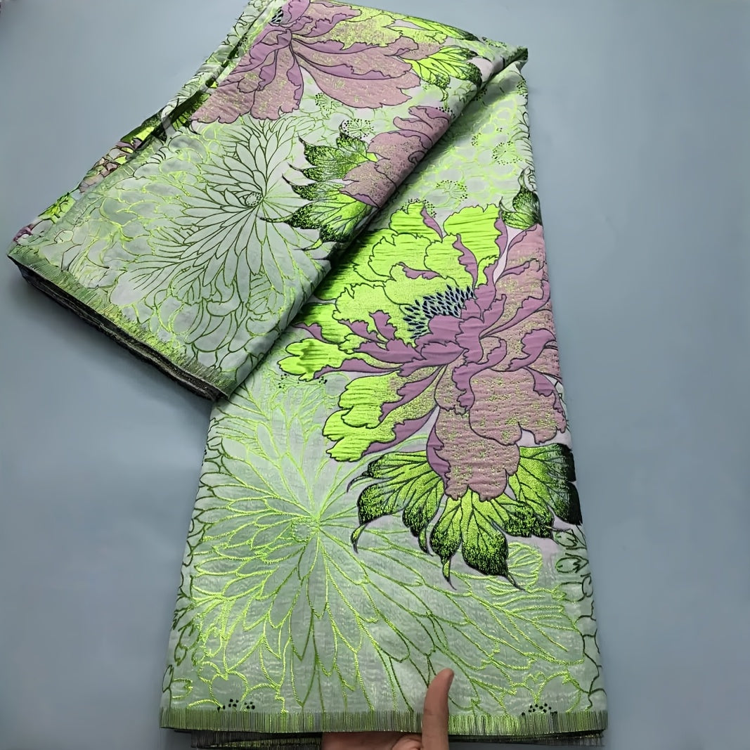 African 5 Yards/pc Jacquard Brocade Lace Fabric, Nigerian Elegant Gild Brocade Floral Pattern Lace Fabric, for Wedding/Daily/Party, Nigerian Attire, Wedding Fabric, Stylish Lace, Decorative Lace, Premium Lace, Hand Wash Only,