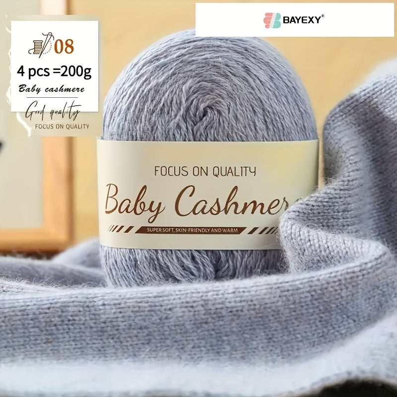 4pcs 200g Luxury Cashmere Yarn | Suitable for Hand Knitting Sweaters, Scarves, and Shawls - Soft, Warm, Multicolored Wool by BAYEXY