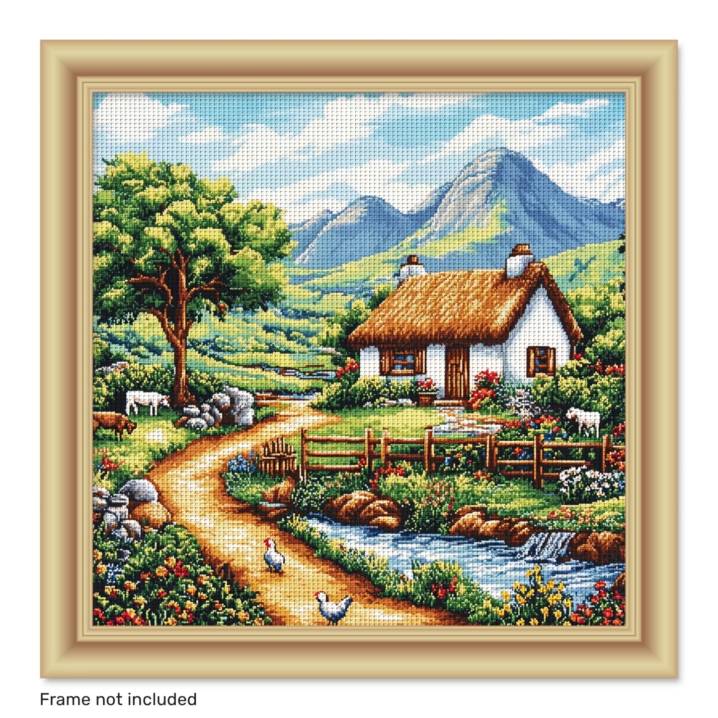 ZUOANLF 1set 50x50cm/19.7x19.7Inch DIY Cross Stitch Kit Frameless, Beautiful scenery, stamped cross stitch kits, Embroidery Set for Home Decor, Includes Patterned Fabric & Threads, Perfect for Living Room Entrance or Bedroom