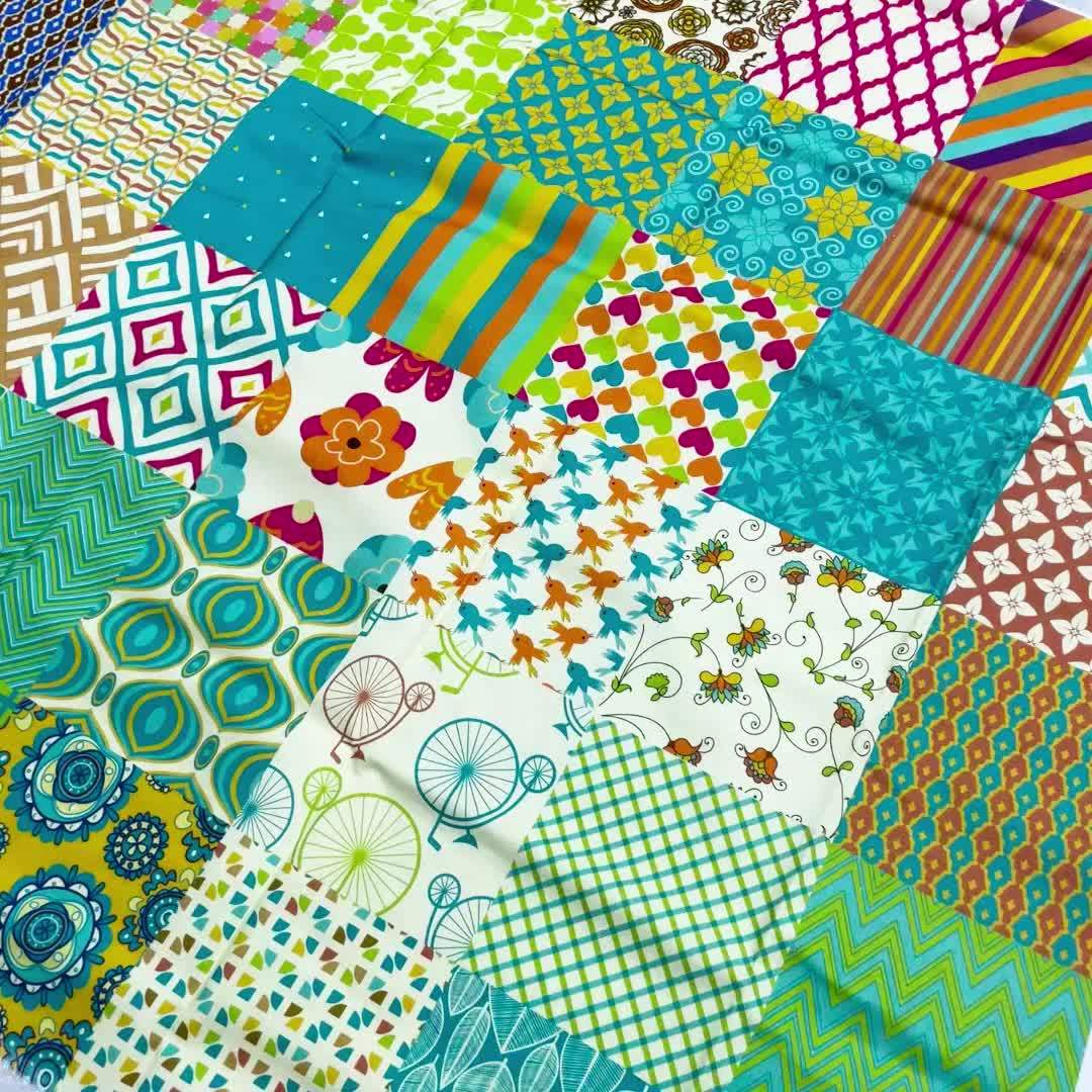 100% Cotton Geometric Print Quilting Cloth Squares | 10 X 10 CM Precuts | Hand Wash Only | DIY Craft Sewing Supplies | Home Textiles Handmade
