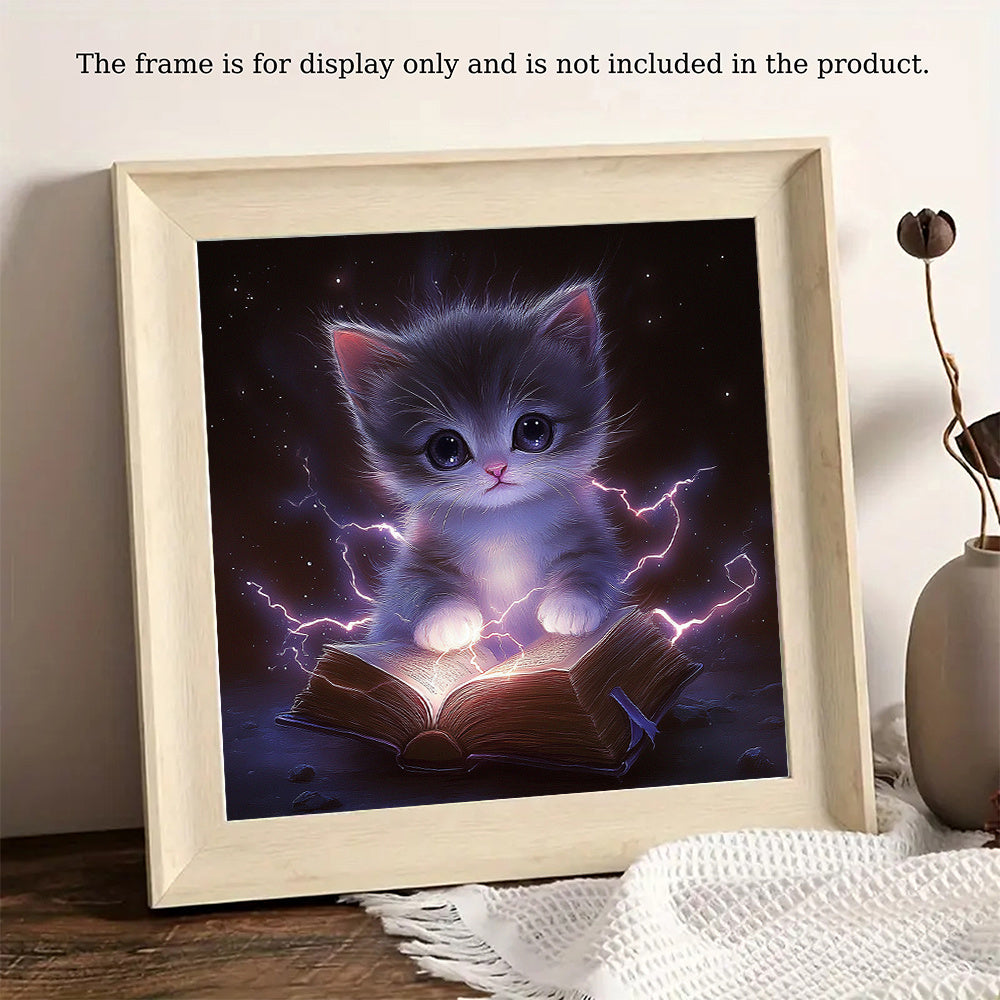 1pc Cat Diamond painting, handmade art for office home decoration, Christmas, holiday gifts, New Year gifts, Artistic Cat Cross Stitch, Cat Painting, White Cat Canvas, Printed Cross Stitch Diy Kit Cute Cat, Cat Cross Stitch P