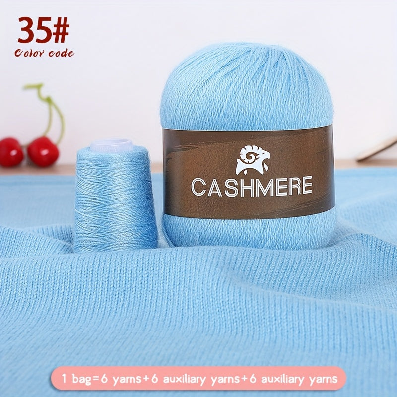 6Pairs Cashmere 100. Yarn, Soft Warm Yarn for DIY Crocheting And Knitting Hat, Scarf Total 300G+120G